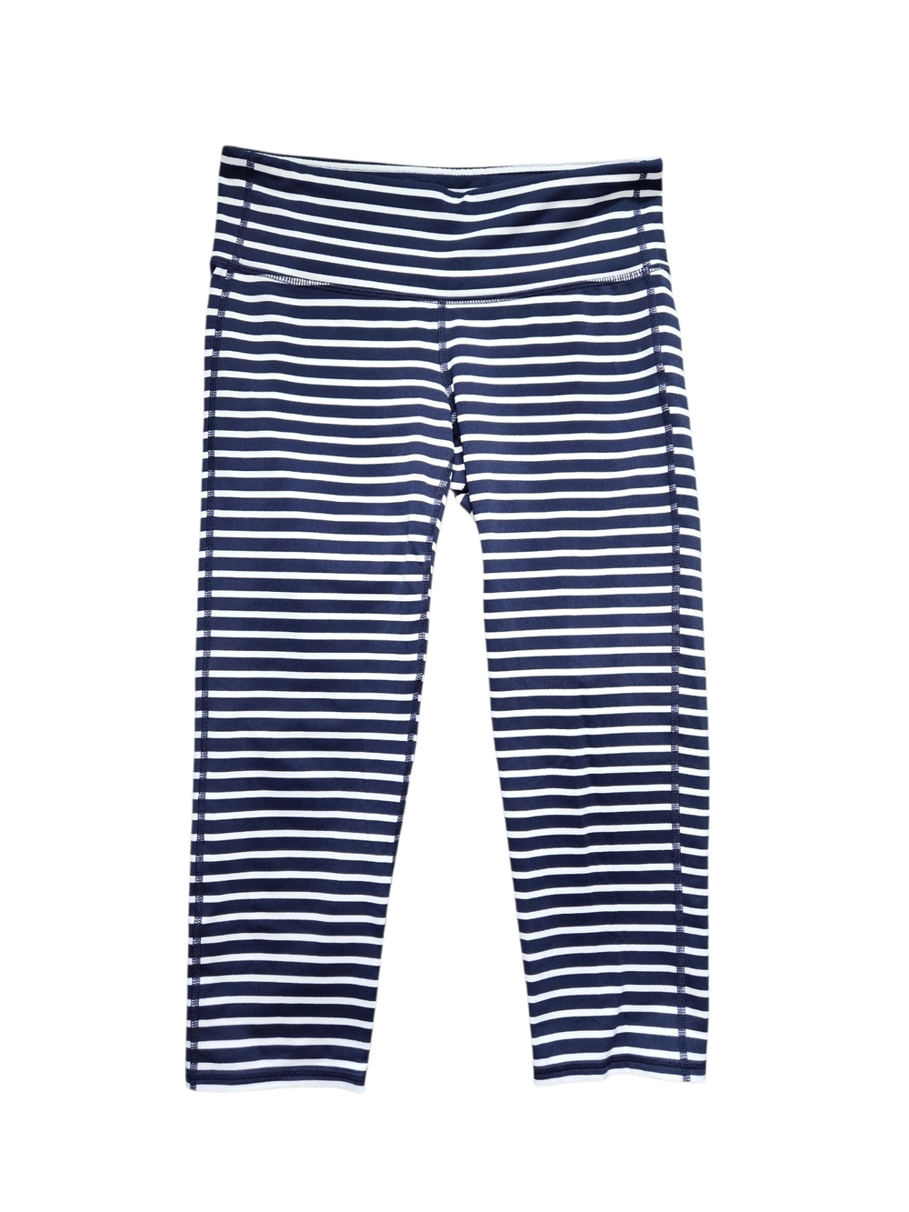 Athleta Navy and White Striped Capri Leggings